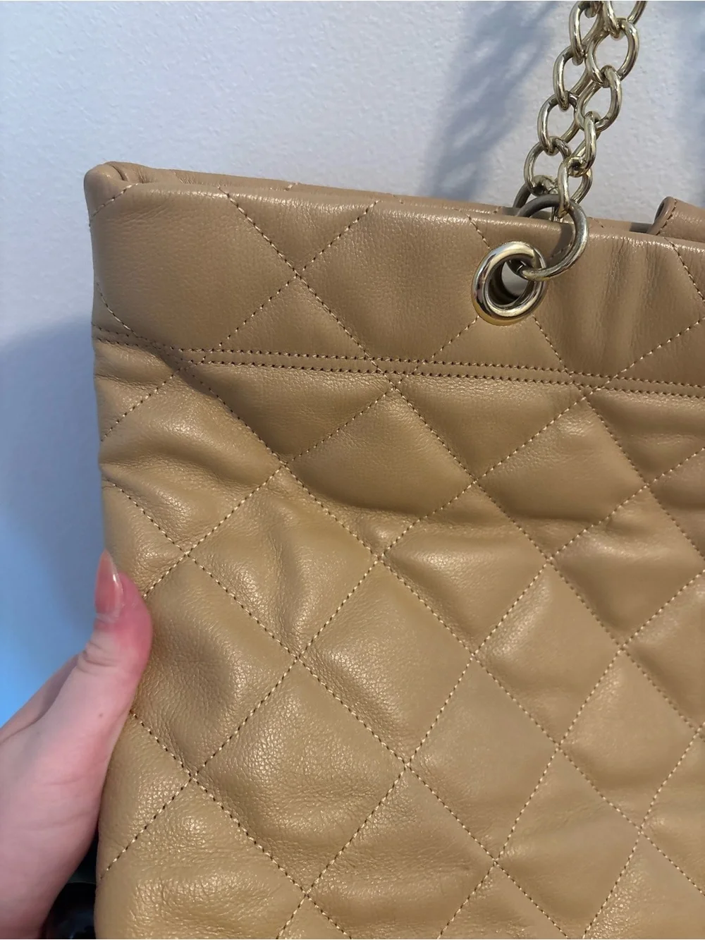 Talbots Quilted Tan purse with Chain Straps